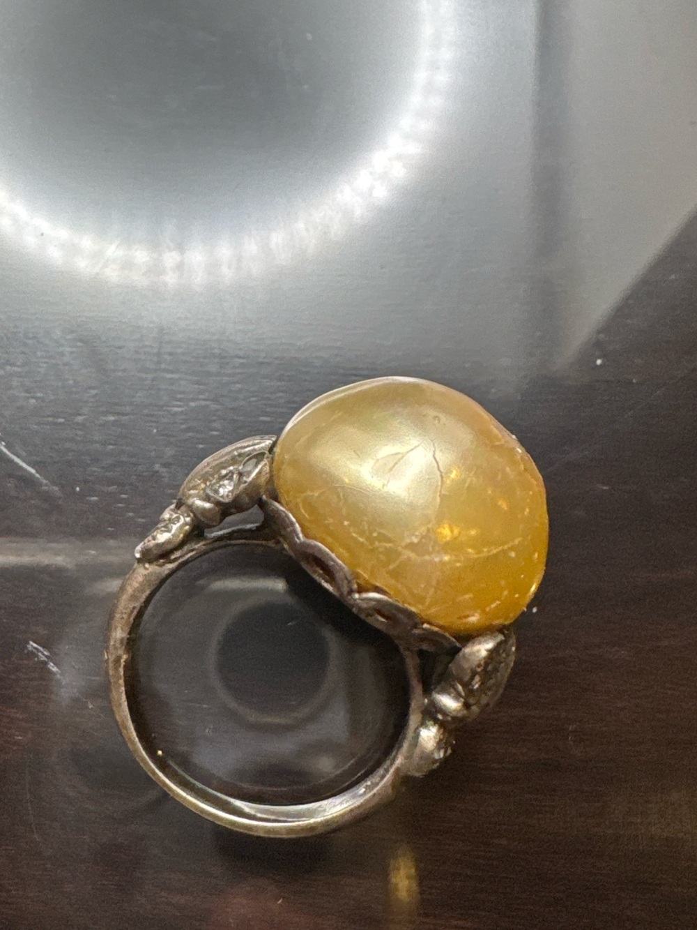 Yellow Amber Statement Ring - Unbranded
